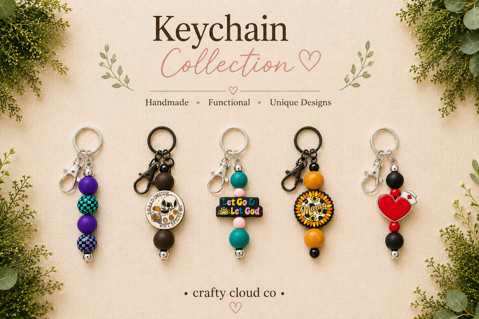 Beaded Silicone Keychains