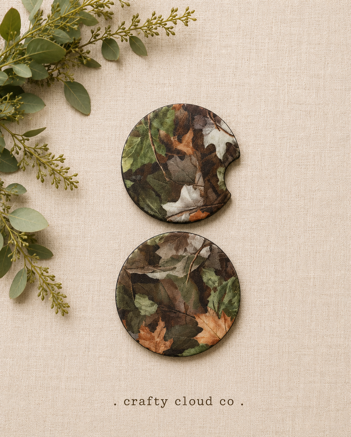 Woodland Camo Car Coaster Set