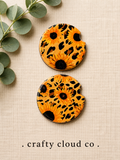 Sunflower Leopard Ceramic Car Coaster Set