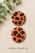 Peach Leopard Ceramic Car Coaster Set