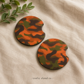 Orange Green Camo Car Coaster Set