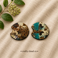 Turquoise Cowhide Leopard Car Coaster Set