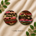 Pink Serape Leopard Car Coaster Set