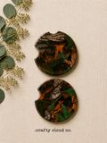 Woodland Camo Leaves Ceramic Car Coaster Set