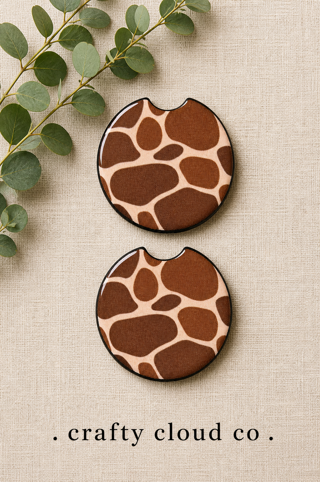 Giraffe Print Car Coaster Set