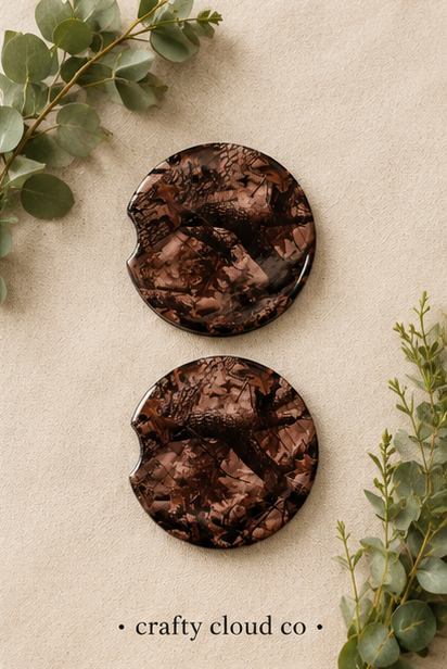 Brown Camo Ceramic Car Coaster Set