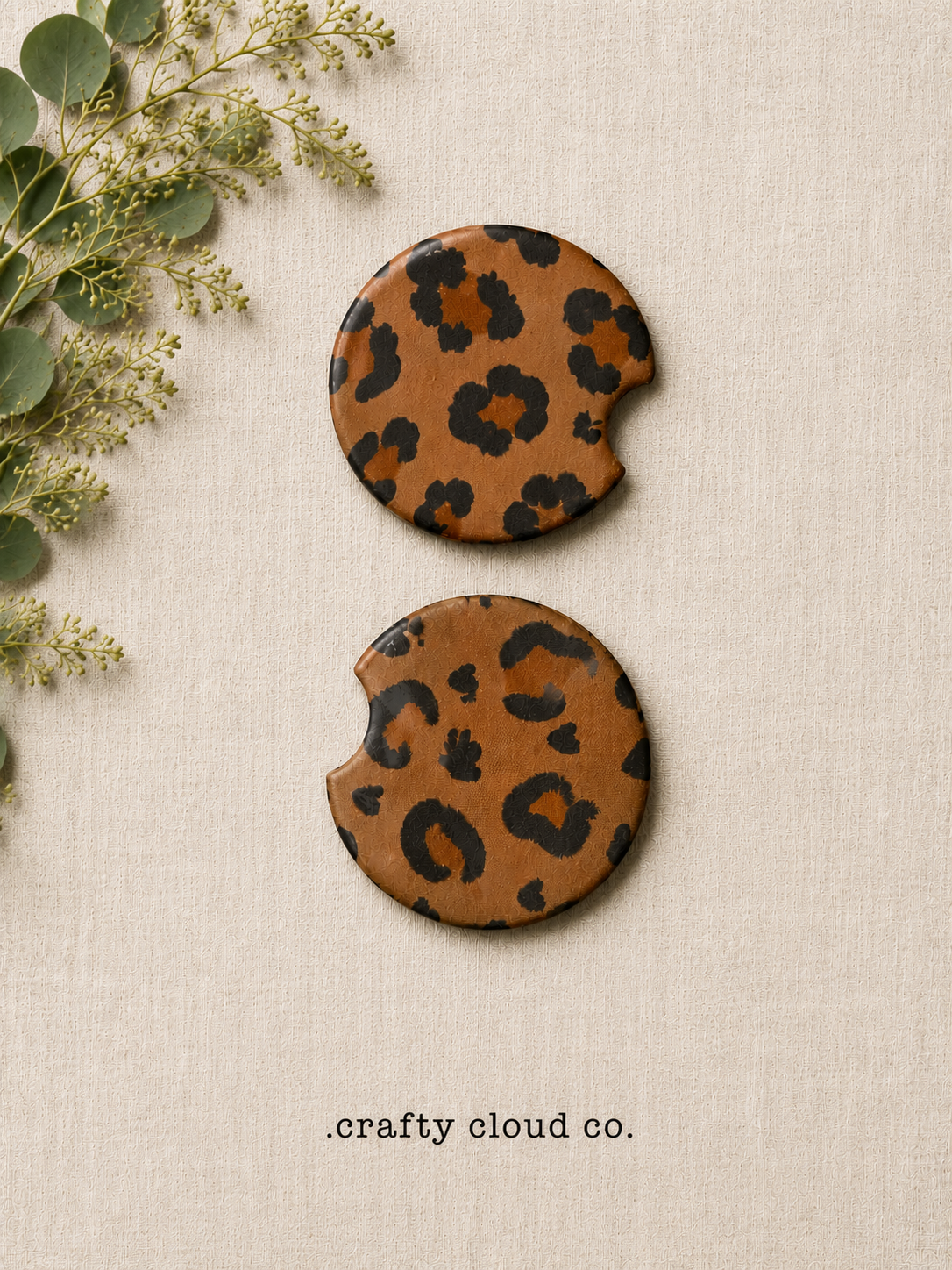 Classic Leopard Car Coaster Set