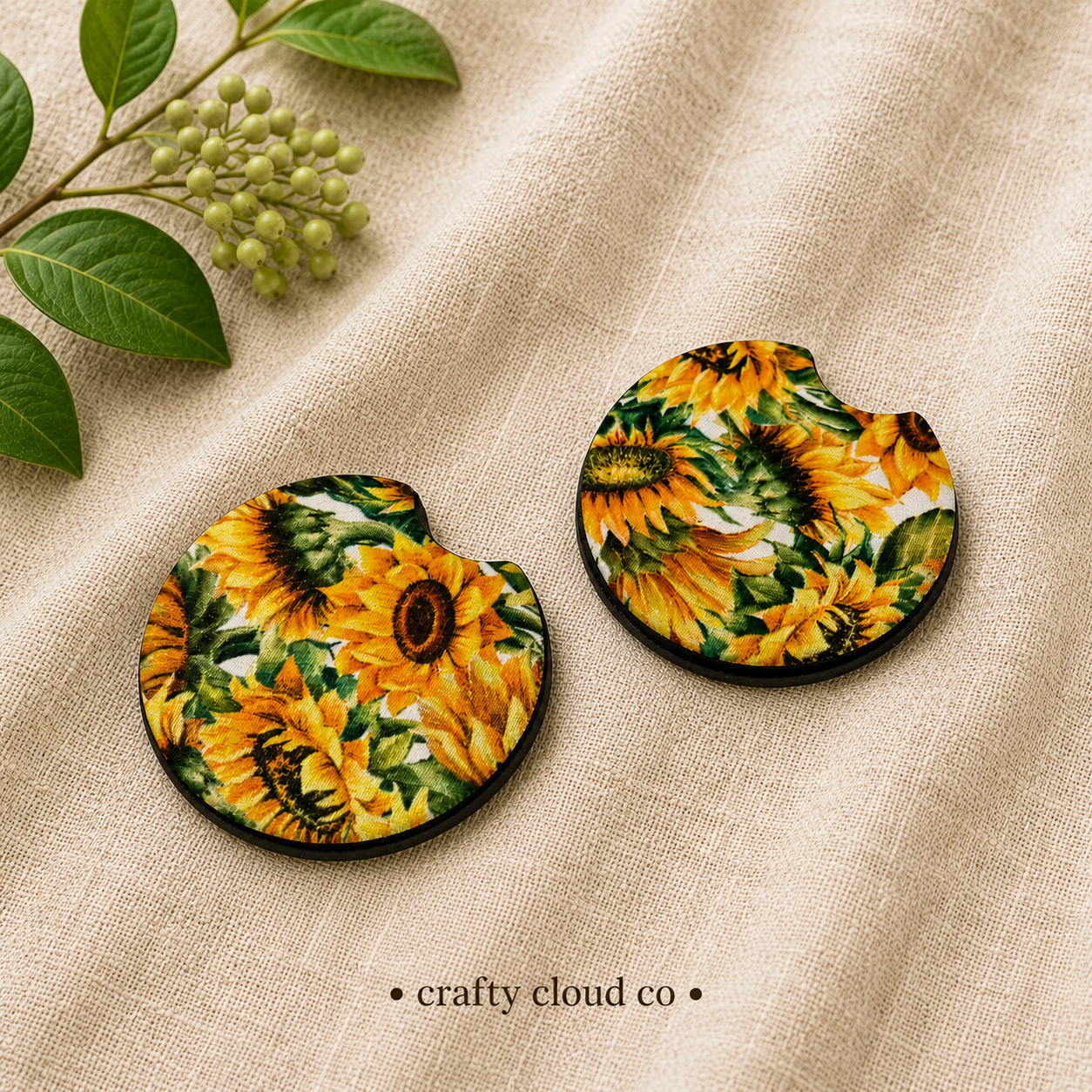 Sunflower Rubber Car Coaster Set