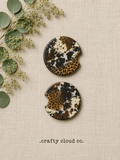 Cowhide & Leopard Car Coaster Set