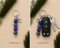 Purple Checkered Beaded Keychain
