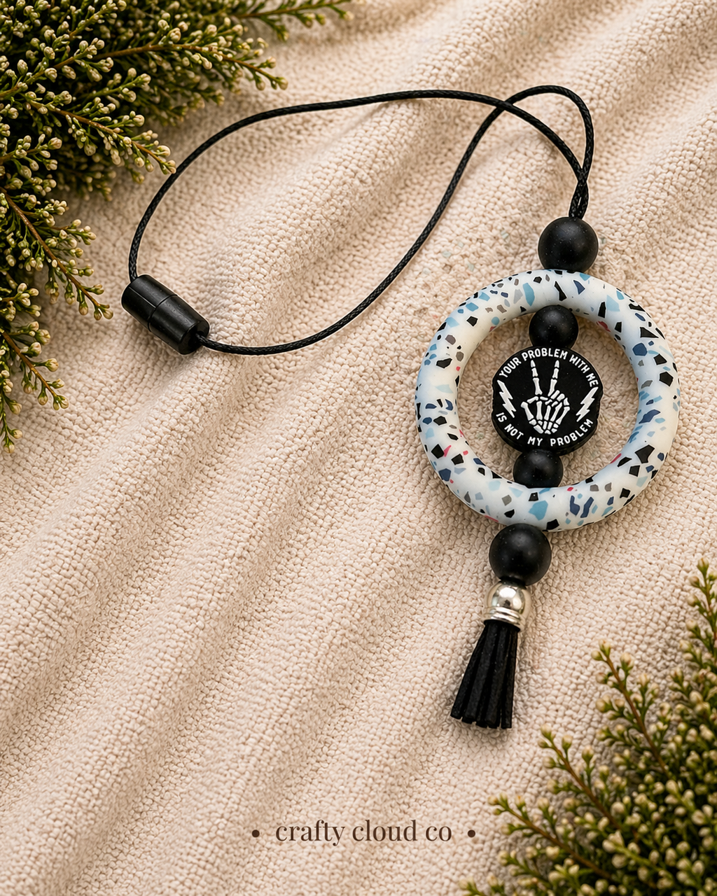 “Your Problem With Me” Car Charm 💅✨- Black beads