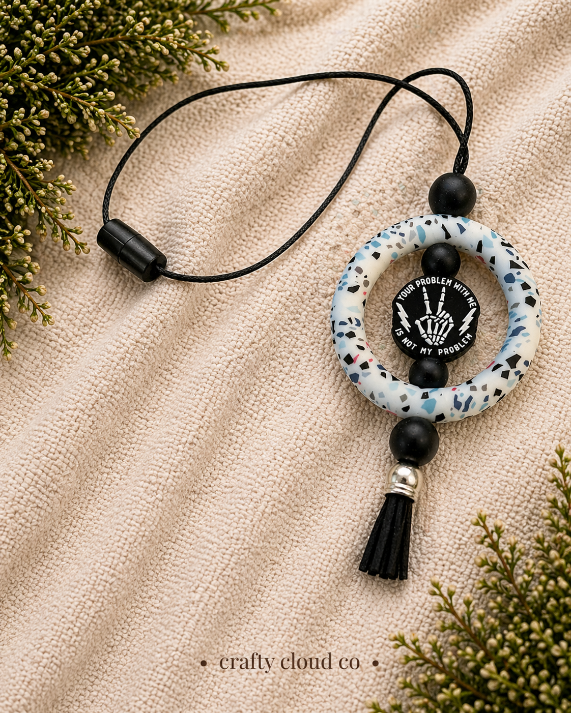 “Your Problem With Me” Car Charm 💅✨- Black beads