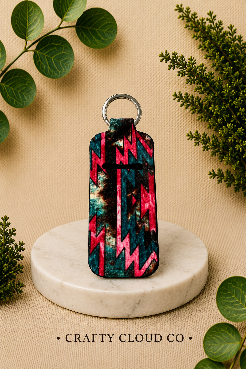 Aztec Western Chapstick Holder Keychain