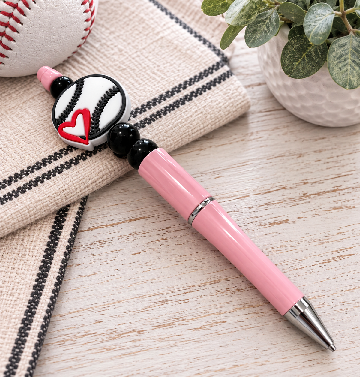 Baseball Heart Beaded Pen