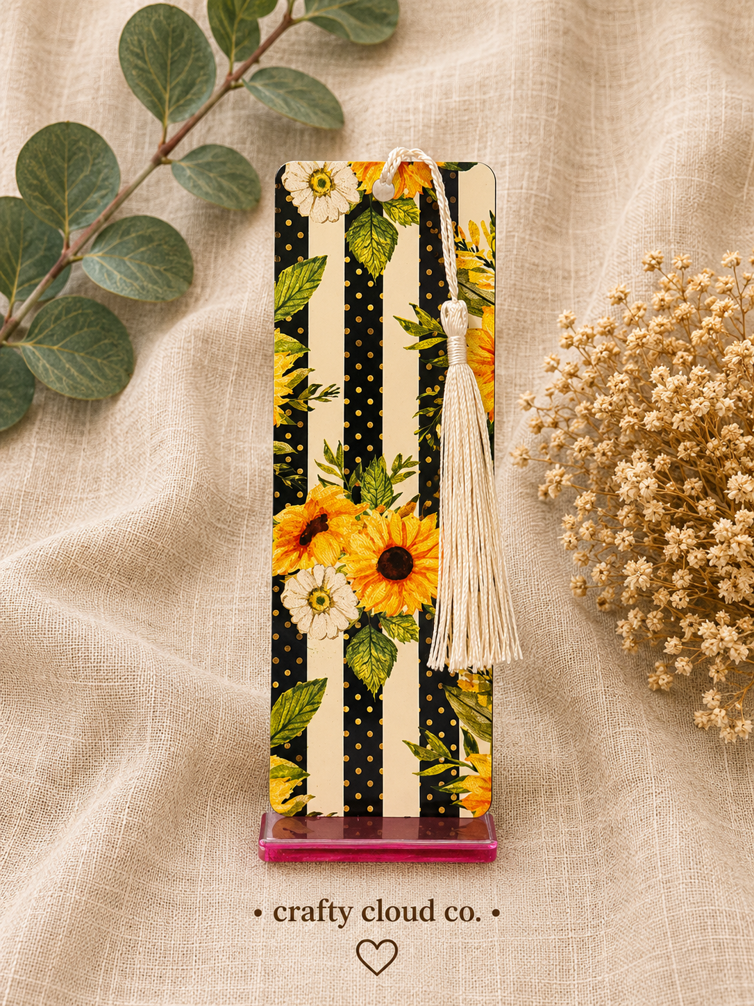 Sunflower Stripe Metal Bookmark