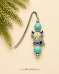 Teal Highland Cow Beaded Bookmark