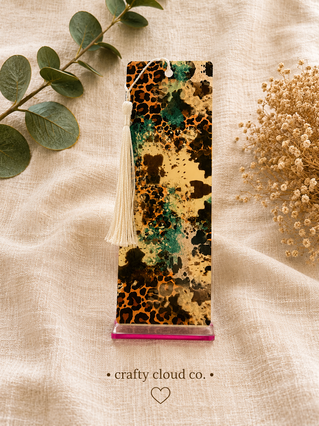 Teal Leopard Print Metal Bookmark