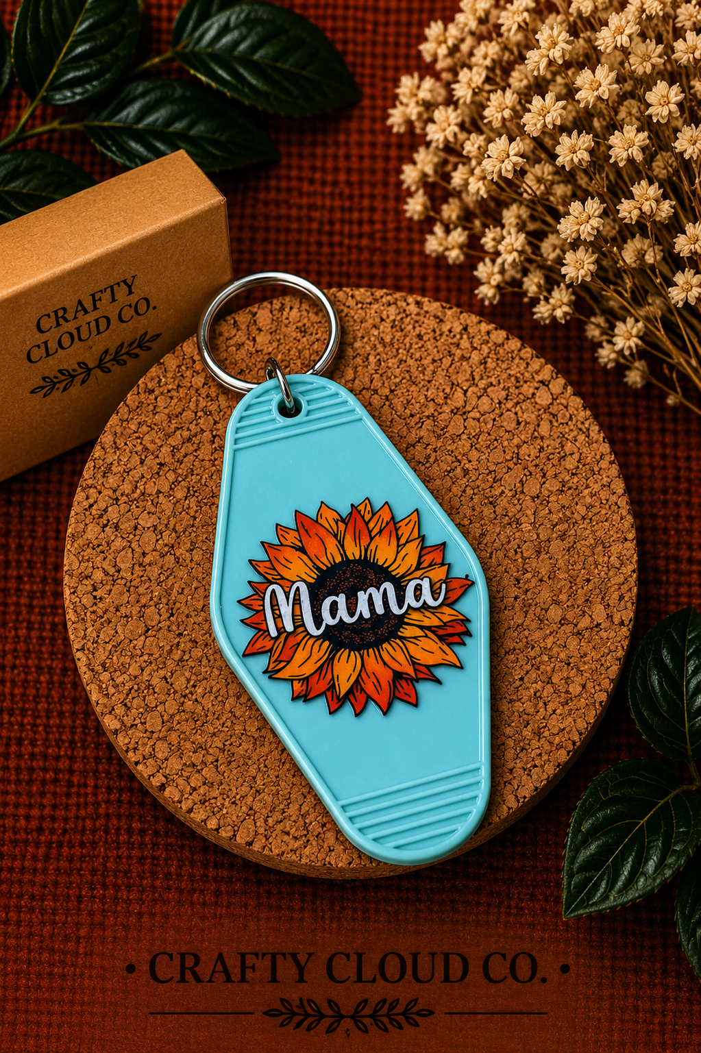 Sunflower Mama Motel Keychain