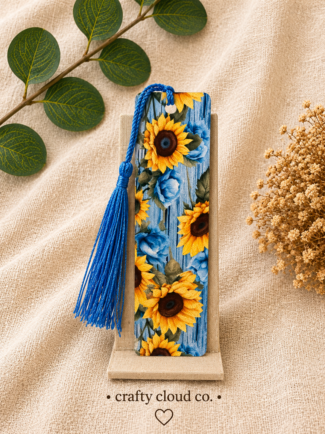 Sunflowers & Blue Roses Bookmark