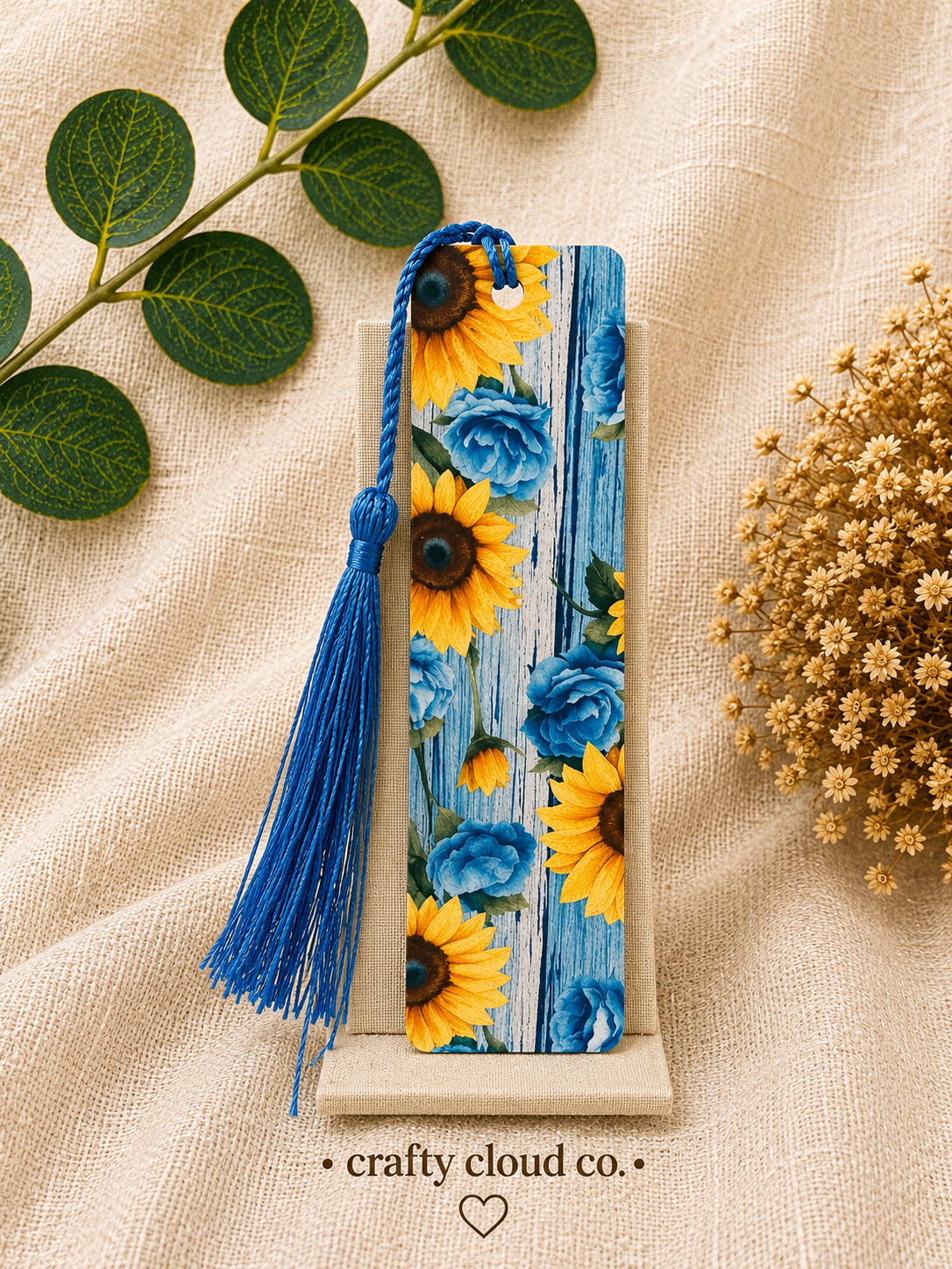 Sunflowers & Blue Roses Bookmark