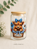 Welcome Highland Cow Glass Can Cup