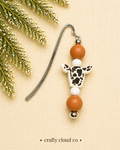 Cow Print Beaded Bookmark-light brown