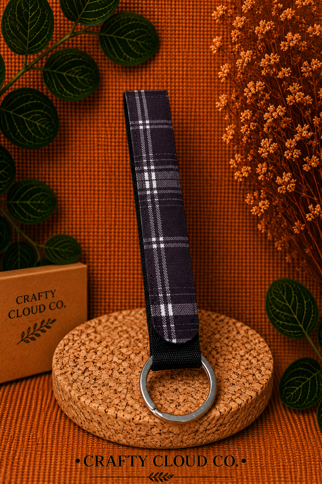 Black Plaid Wristlet