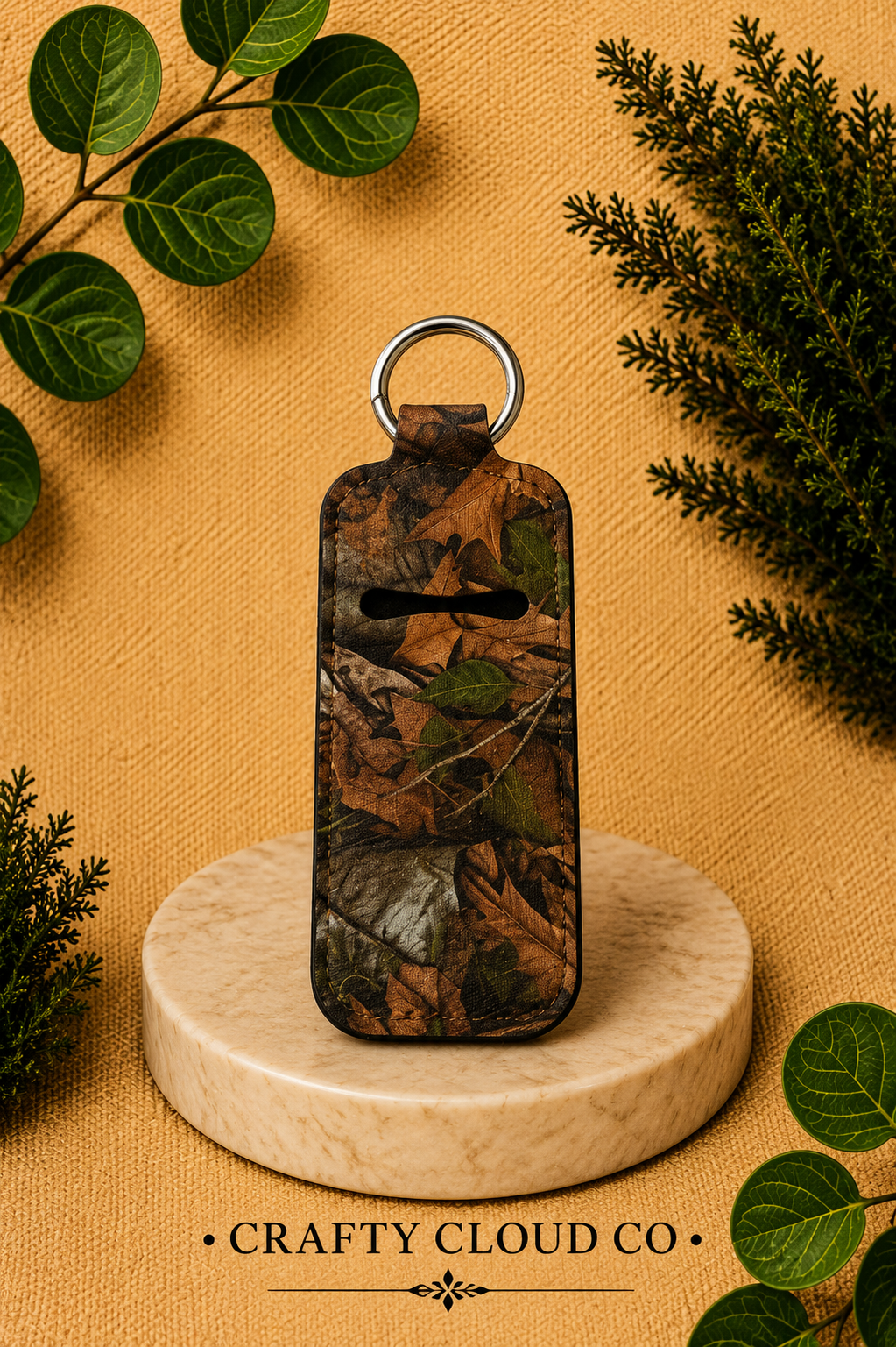 Woodland Camo Chapstick Holder Keychain