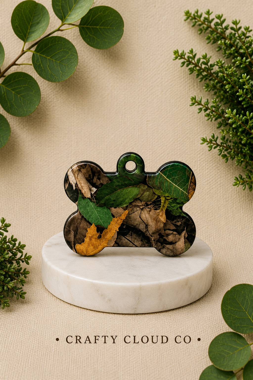 Camo Leaves Dog Tag
