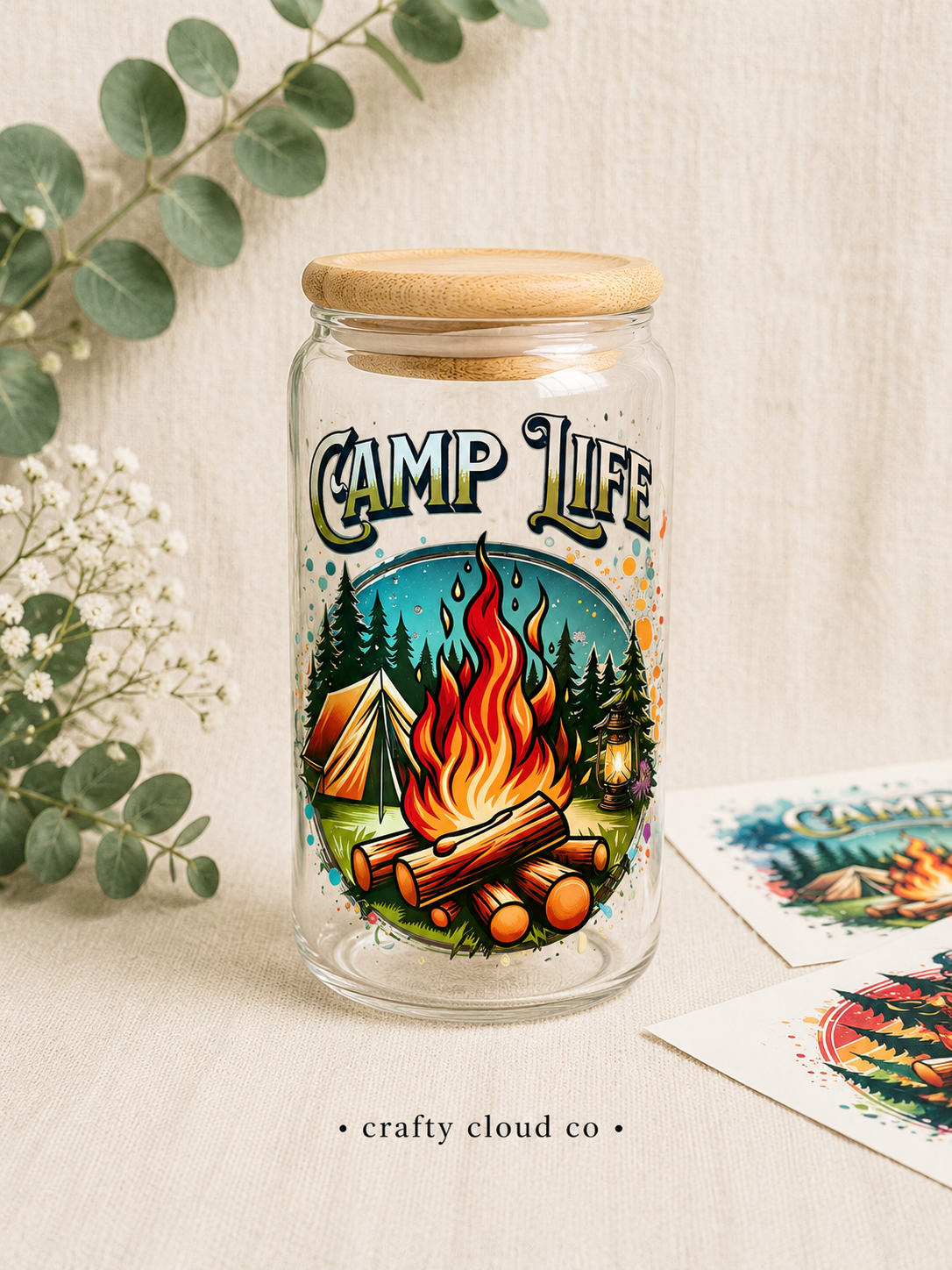 Camp Life Campfire Glass Can Cup