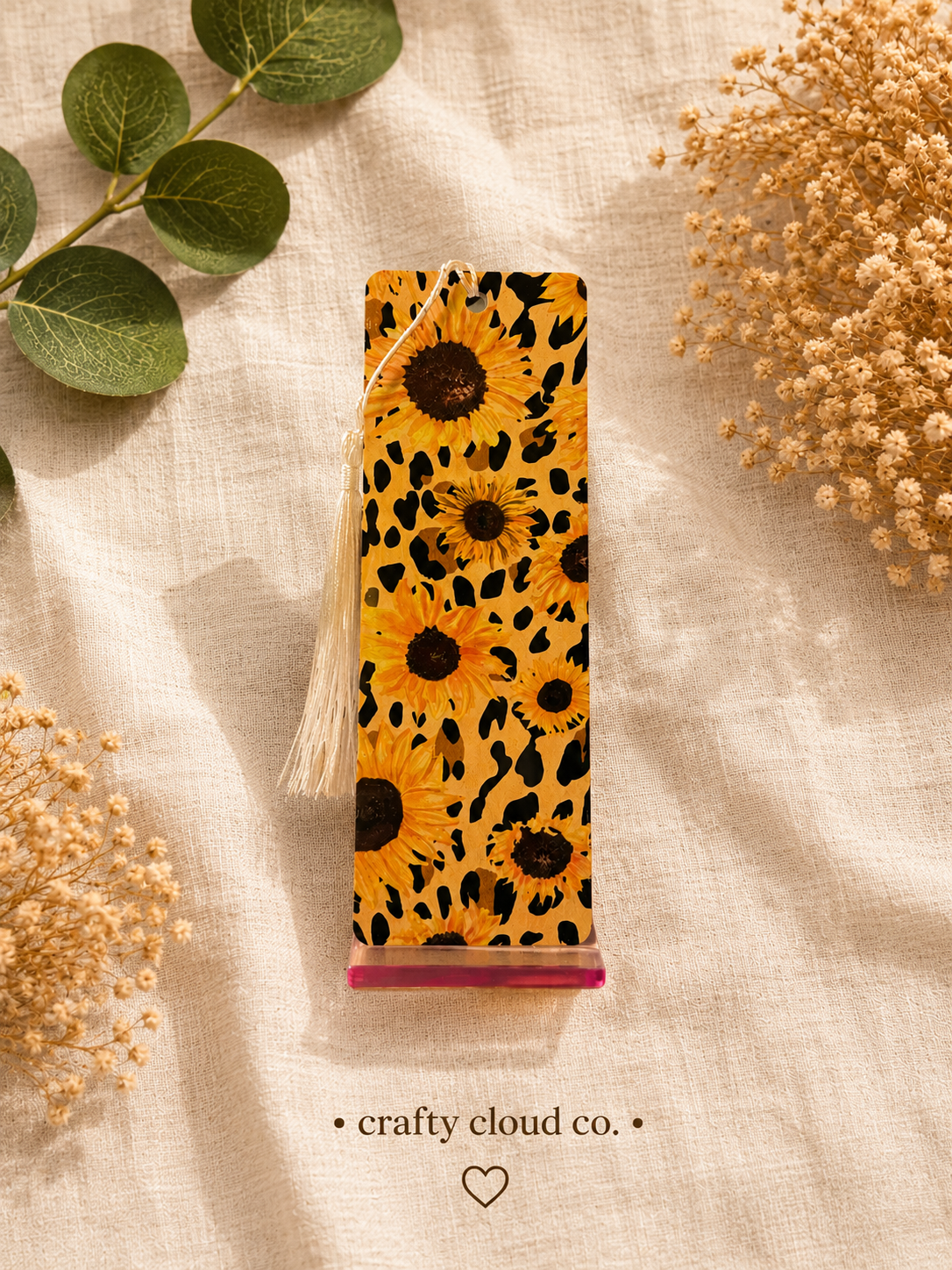 Sunflower Leopard Print Metal Bookmark
