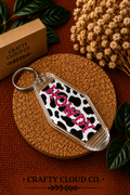 Howdy Cow Print Motel Keychain