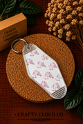 Pink Floral Bow Motel Keychain