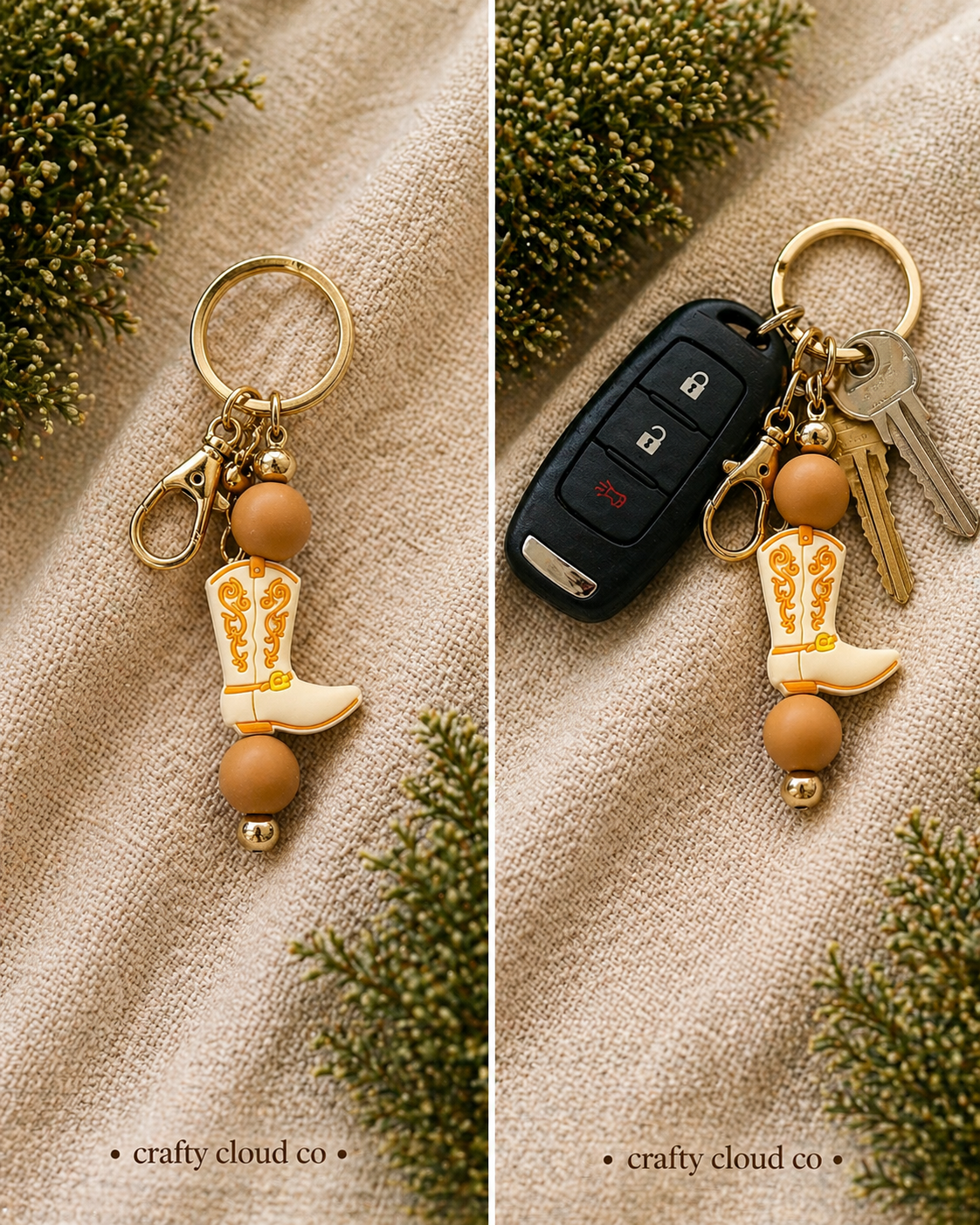 Western Cowboy Boot Keychain