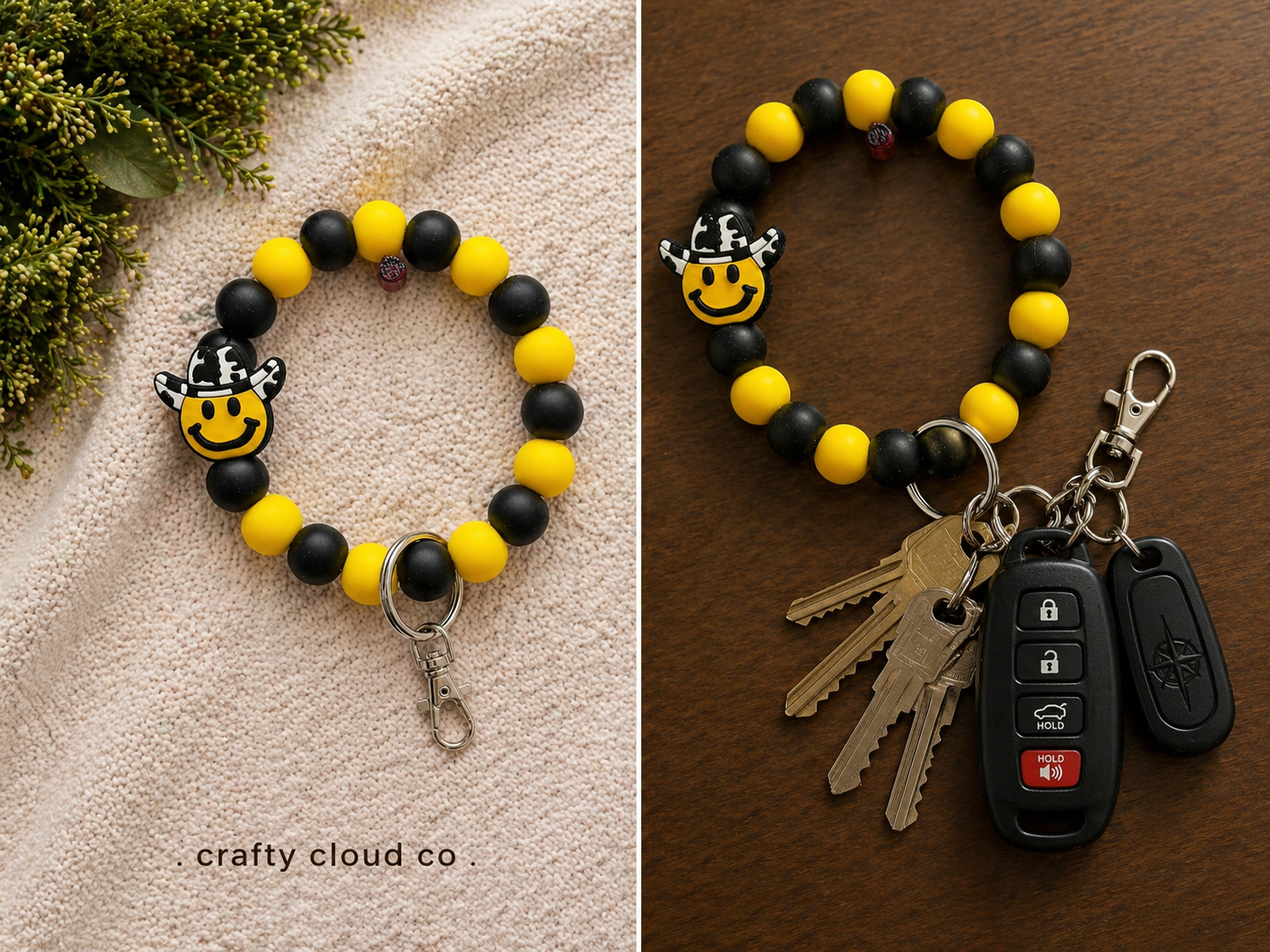 Western Smiley Face Beaded Wristlet