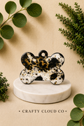 Black, White and Gold Cowhide Dog Tag