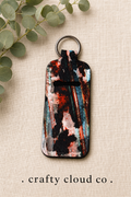 Cow Print Aztec Chapstick Holder Keychain