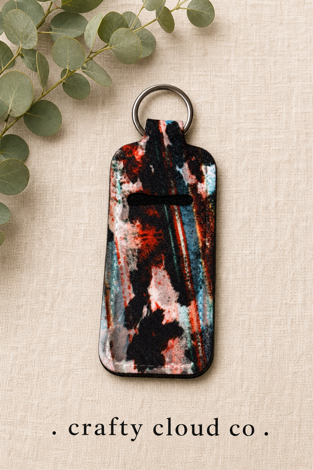 Cow Print Aztec Chapstick Holder Keychain