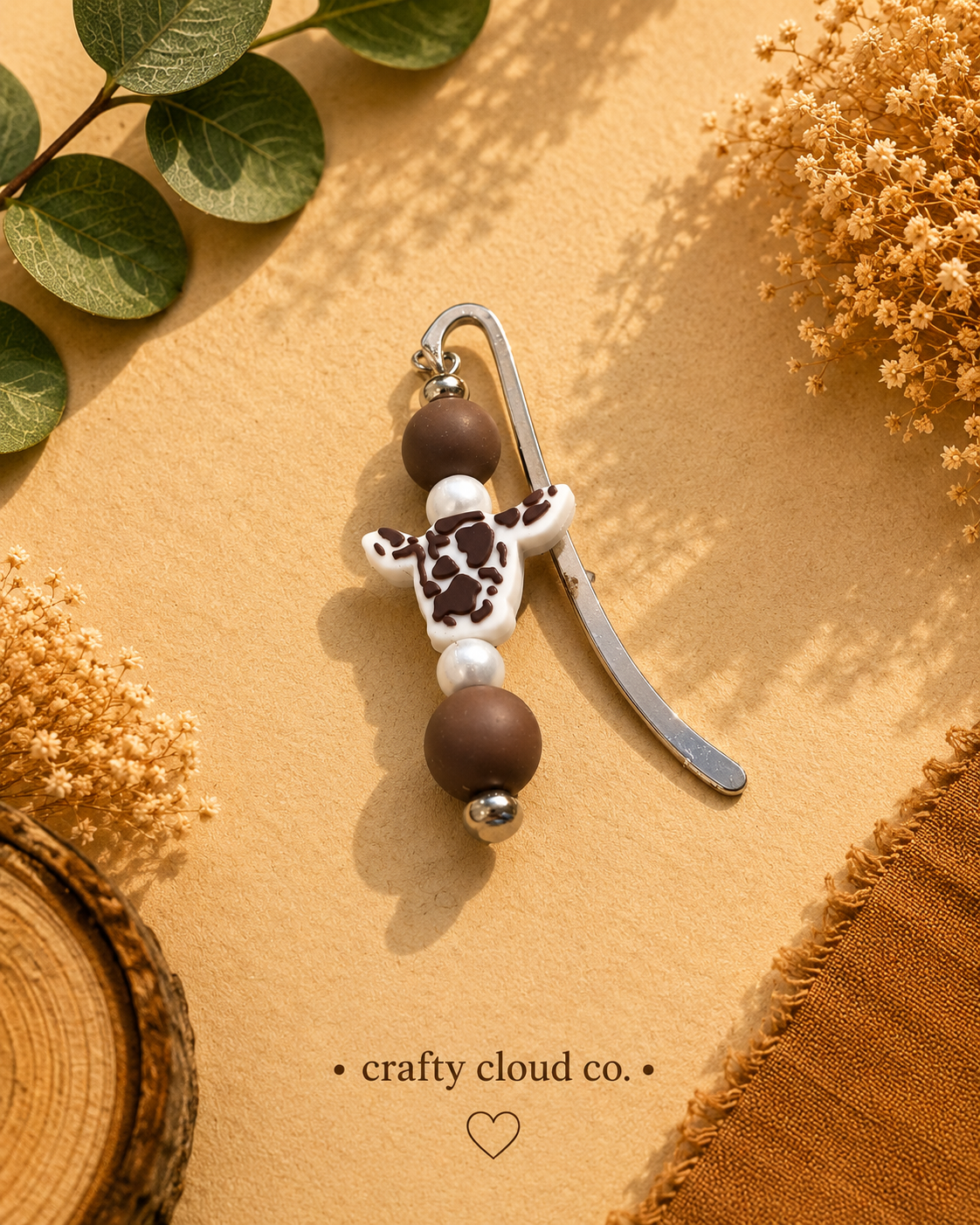 Western Cow Print Beaded Bookmark