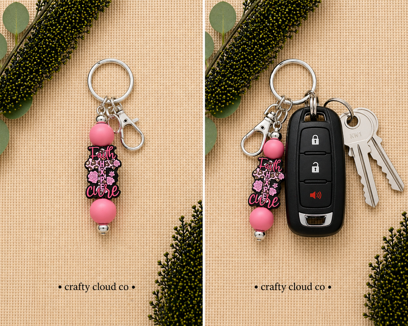 Faith Hope Cure Awareness Keychain