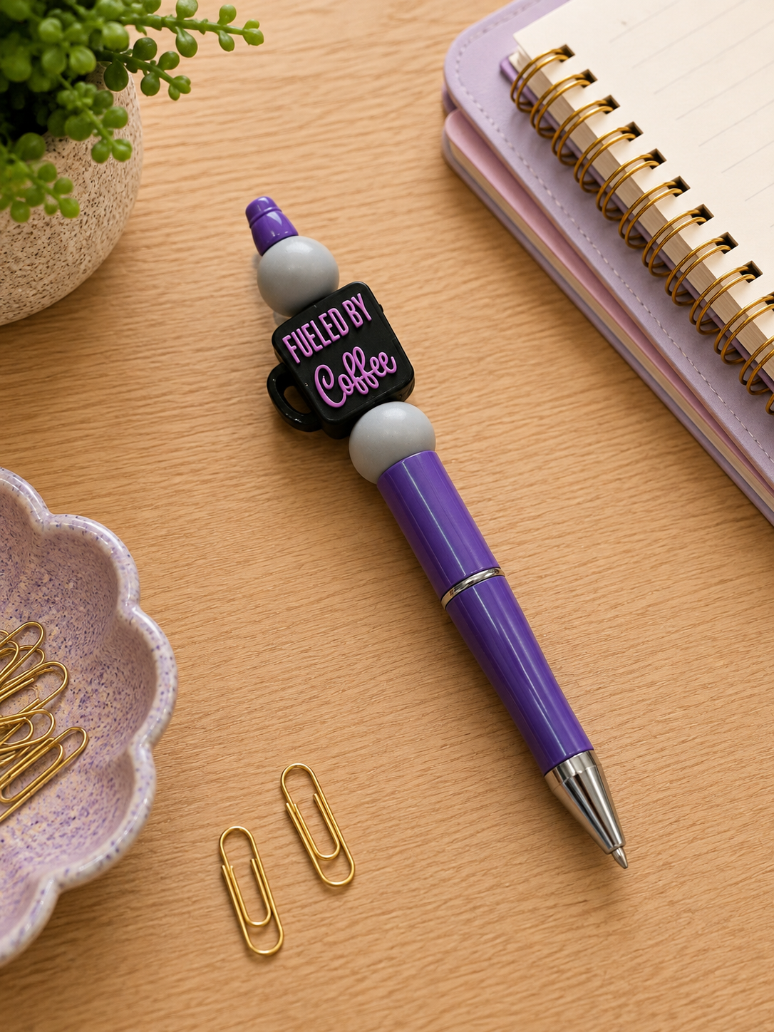 Fueled by Coffee Beaded Pen