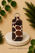 Giraffe Print Chapstick Holder Keychain
