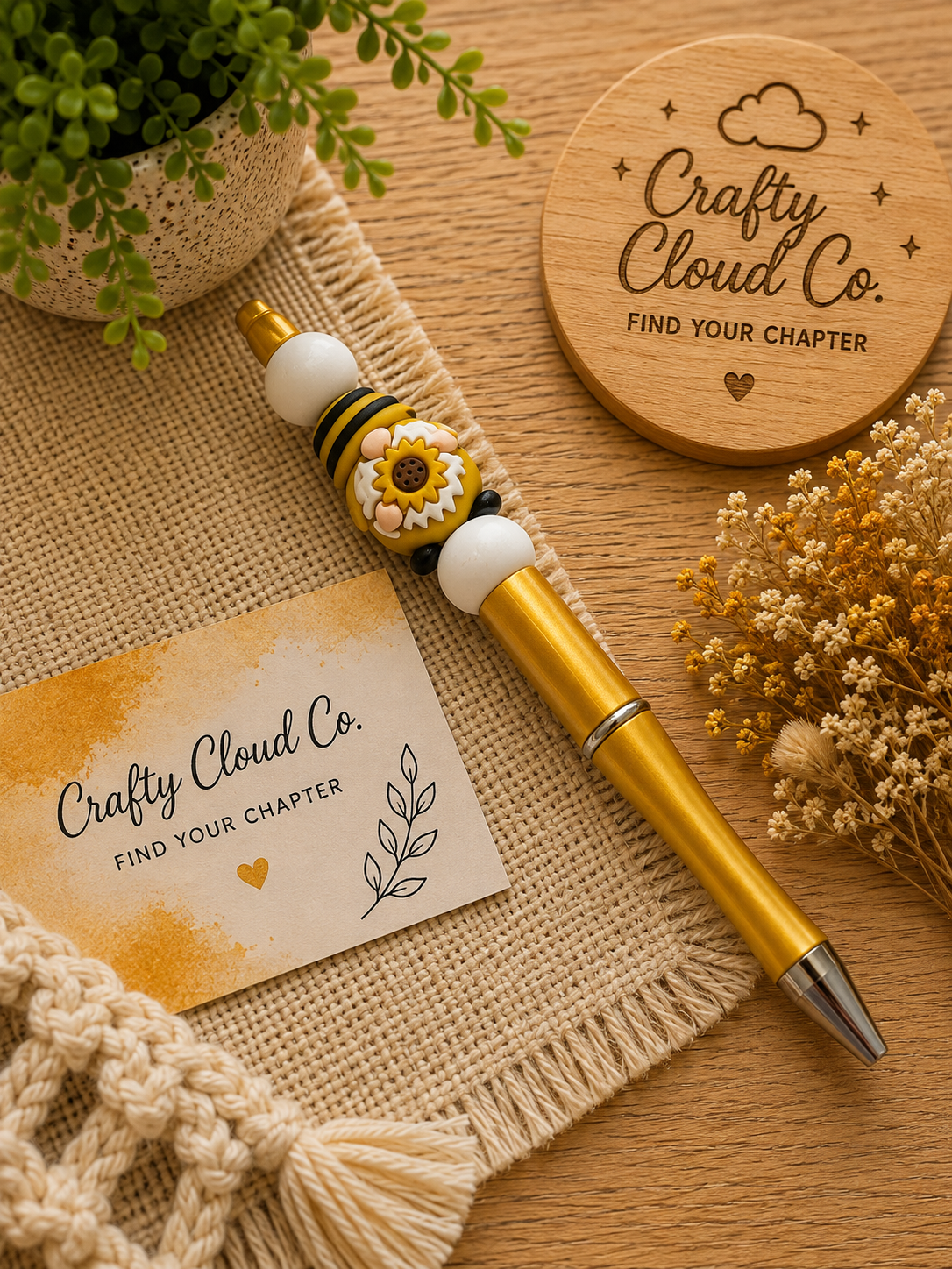 Sunflower Gnome Beaded Pen