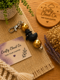 Golden Crow Beaded Keychain
