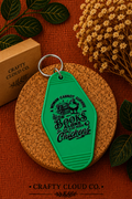 Books & Chickens Green Motel Keychain