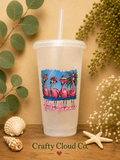 Hello Summer Flamingo Tumbler