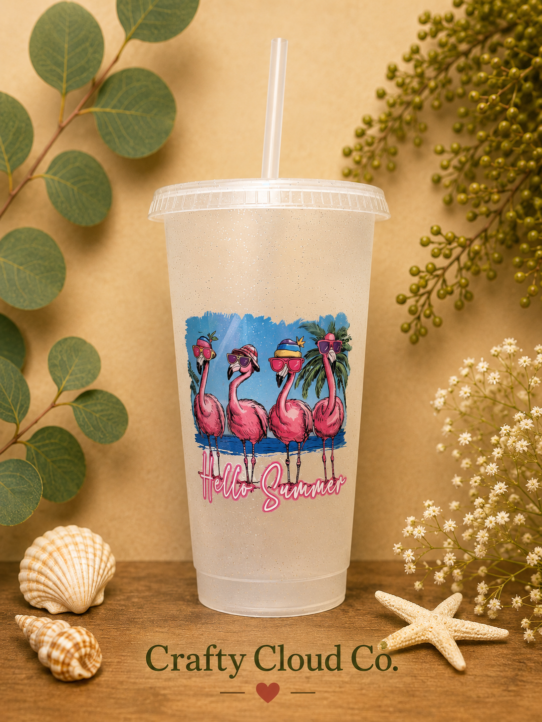 Hello Summer Flamingo Tumbler
