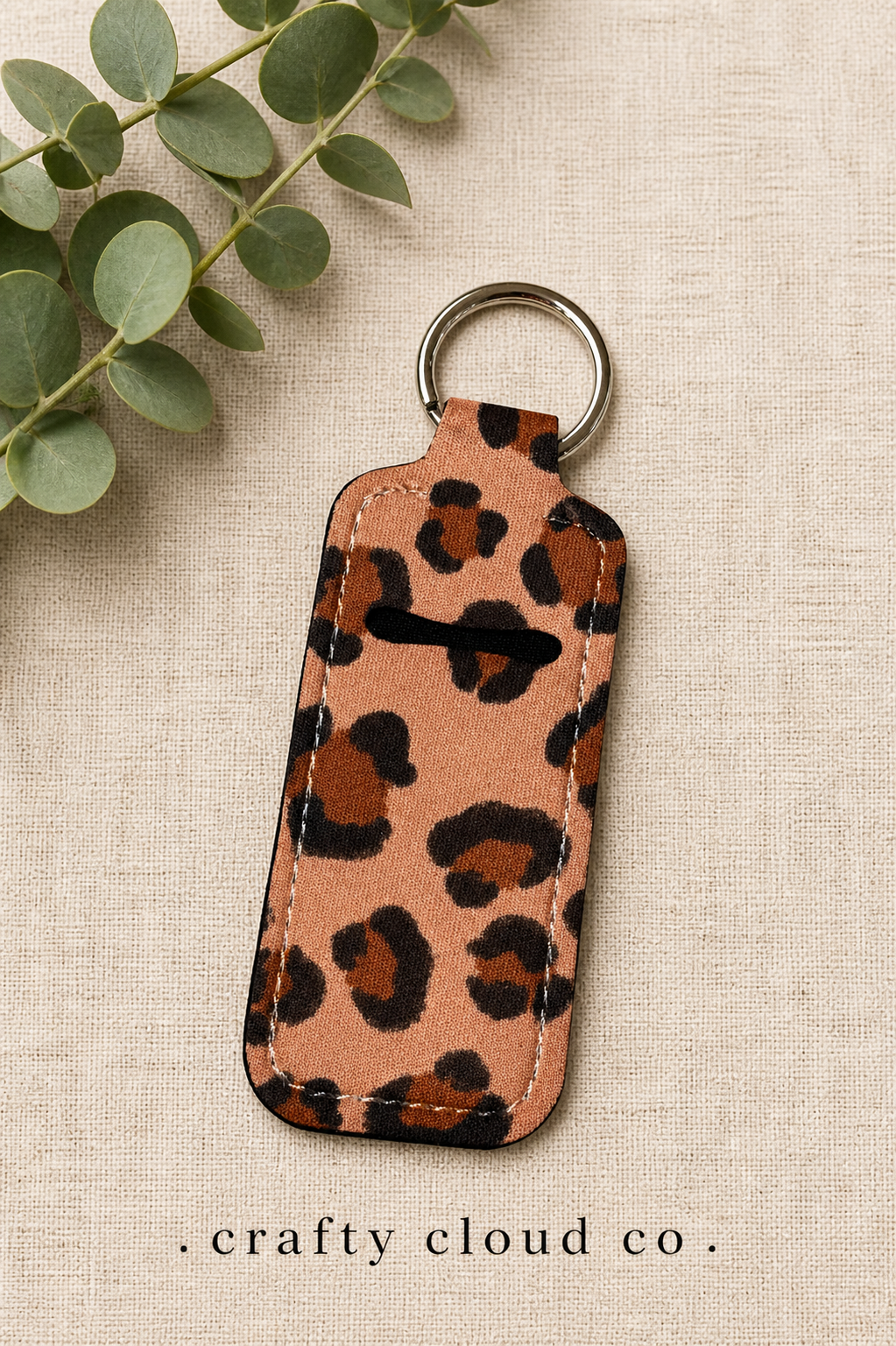 Leopard Print Chapstick Holder Keychain