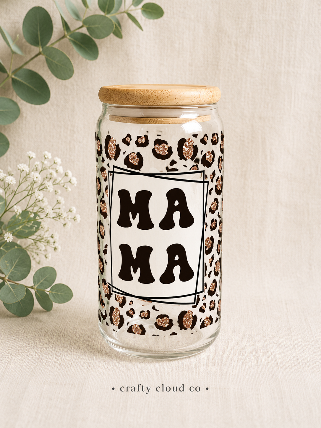Leopard Mama Glass Can Cup