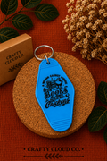 Books & Chickens Motel Keychain (Blue)